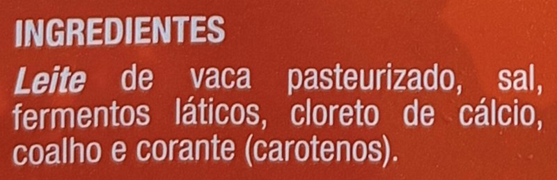 Foto da lista de ingredientes