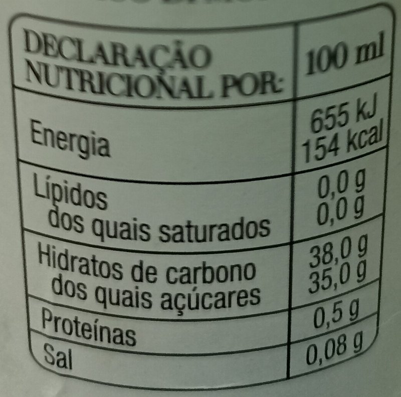 Foto da tabela nutricional