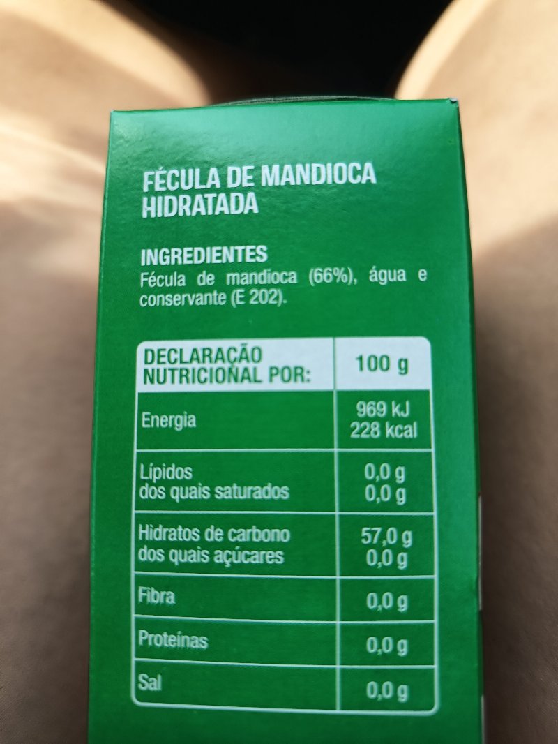 Foto da lista de ingredientes