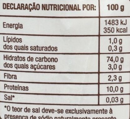 Foto da tabela nutricional
