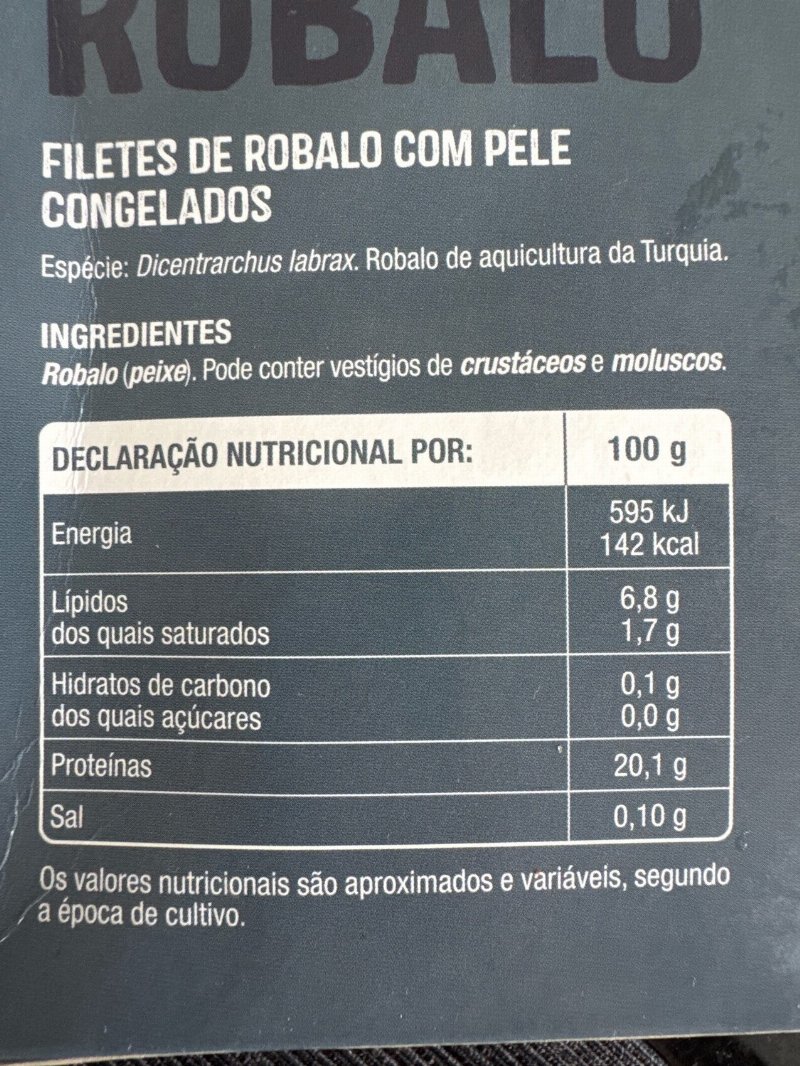 Foto da tabela nutricional