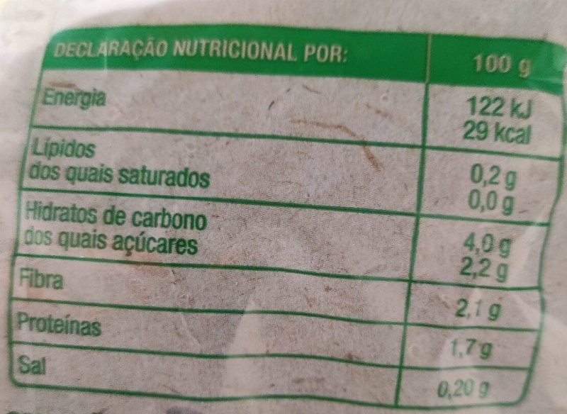 Foto da tabela nutricional