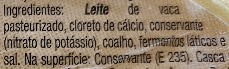 Foto da lista de ingredientes