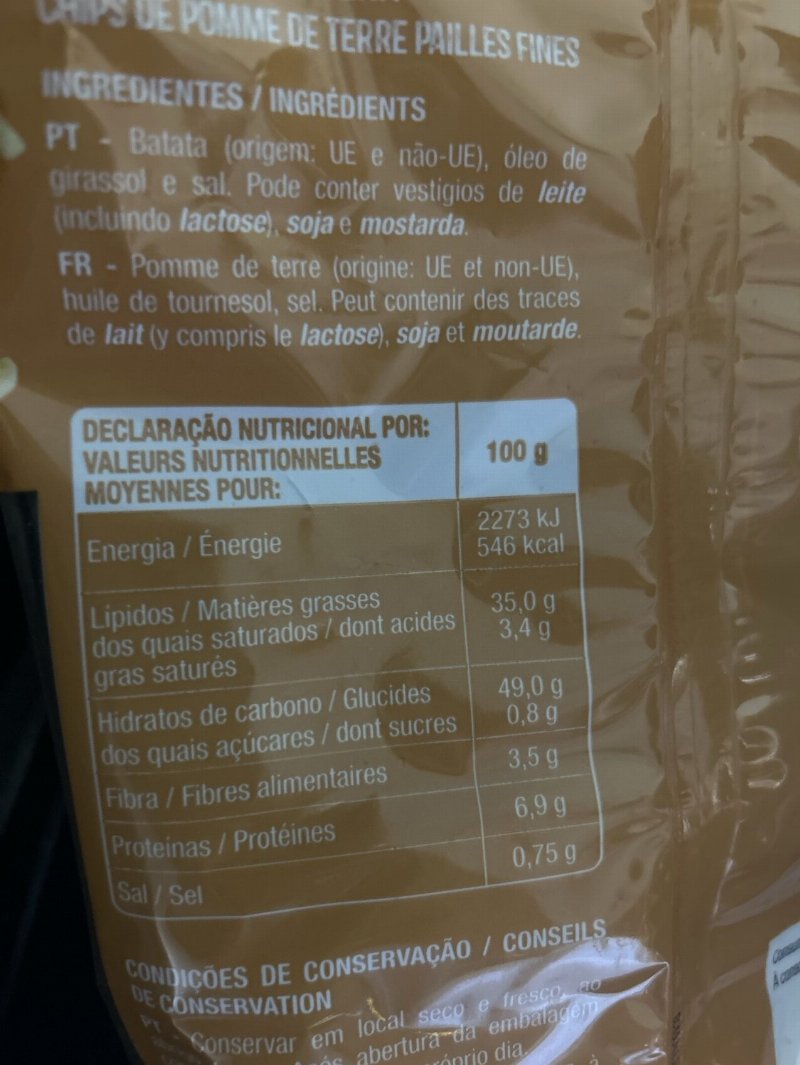 Foto da tabela nutricional