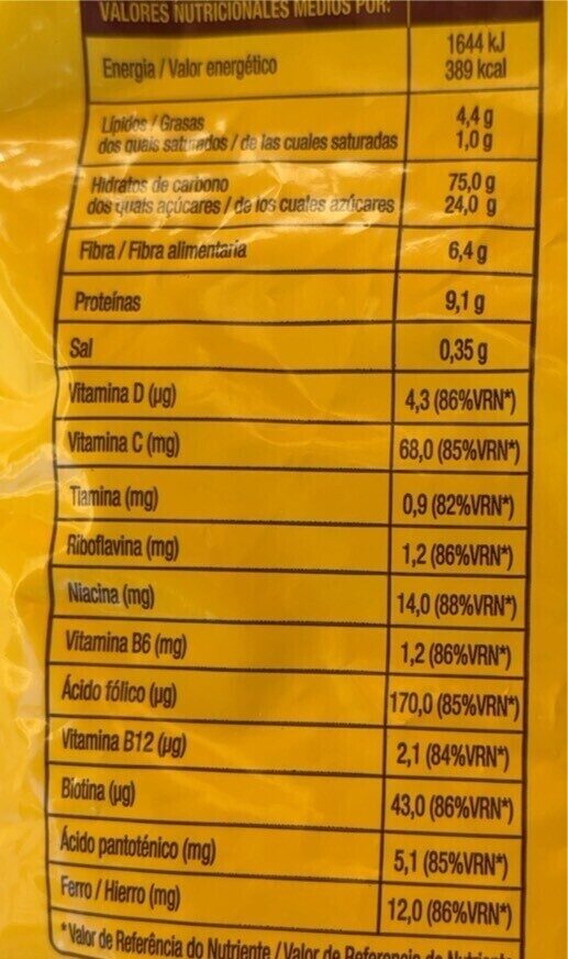 Foto da tabela nutricional