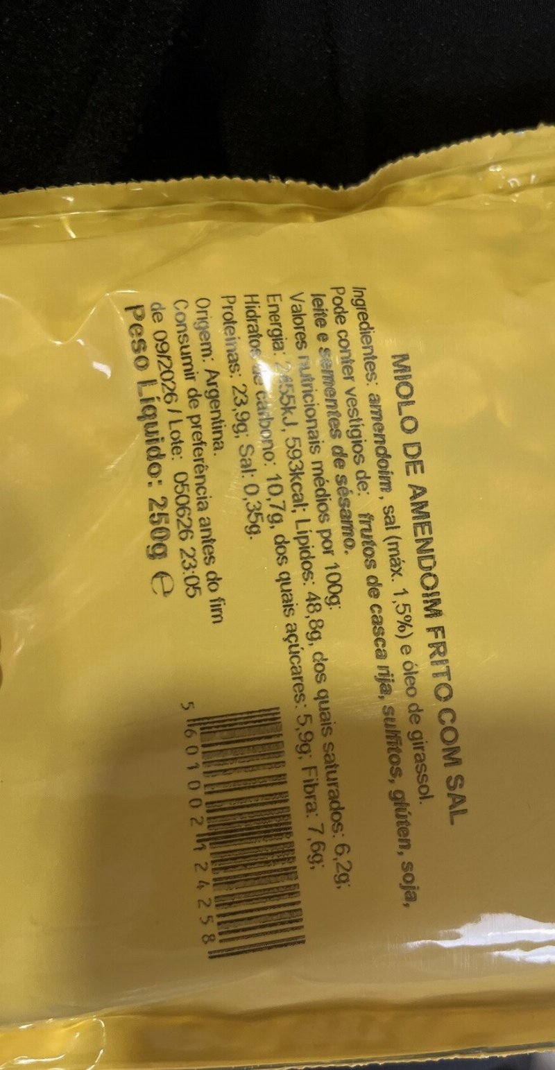 Foto da tabela nutricional