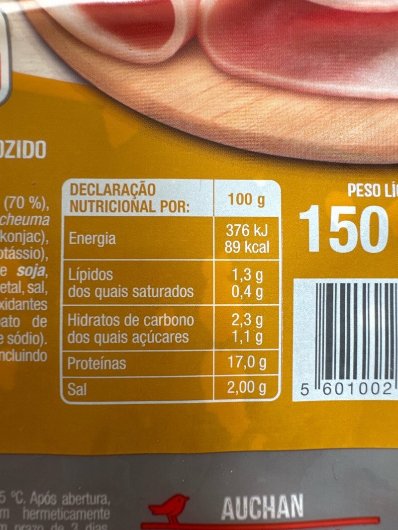 Foto da tabela nutricional