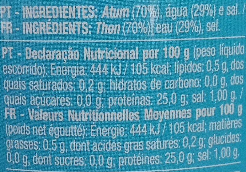 Foto da tabela nutricional