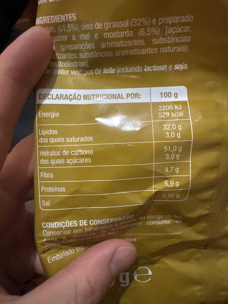 Foto da tabela nutricional