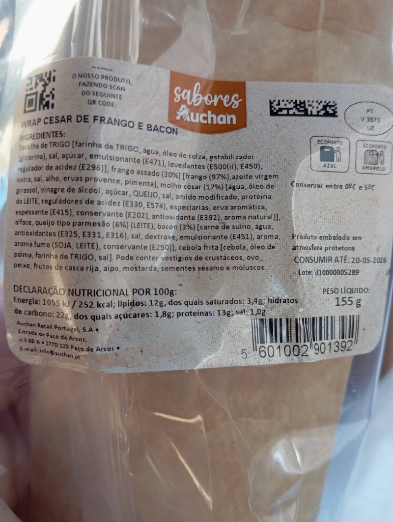 Foto da tabela nutricional