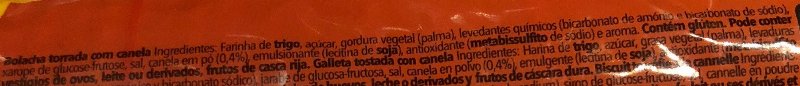 Foto da lista de ingredientes