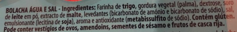 Foto da lista de ingredientes