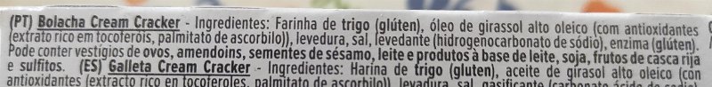 Foto da lista de ingredientes