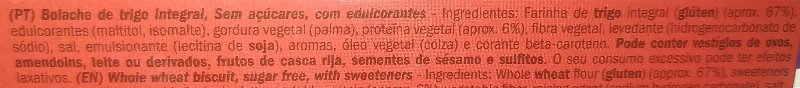 Foto da lista de ingredientes