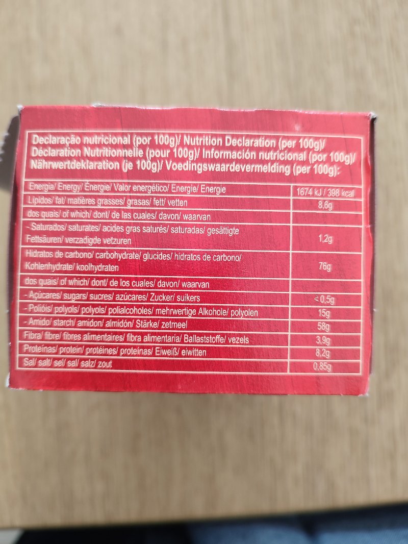 Foto da tabela nutricional