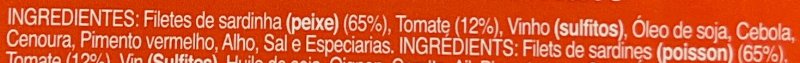 Foto da lista de ingredientes