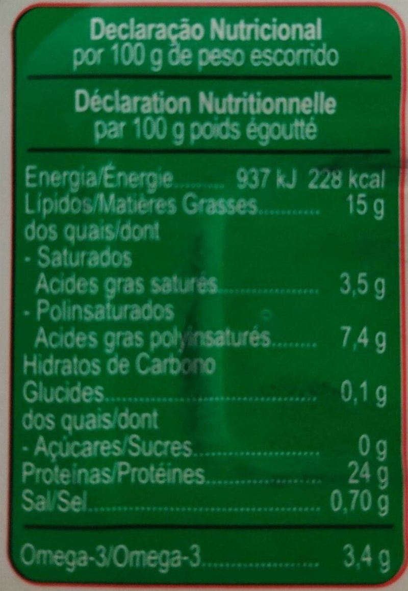 Foto da tabela nutricional