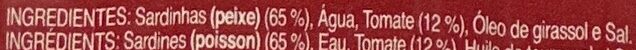 Foto da lista de ingredientes