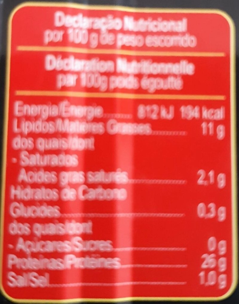 Foto da tabela nutricional