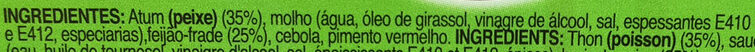 Foto da lista de ingredientes