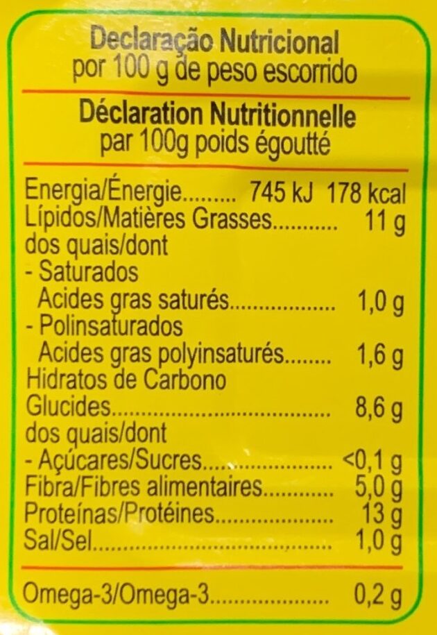 Foto da tabela nutricional