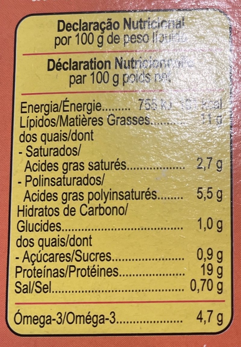 Foto da tabela nutricional