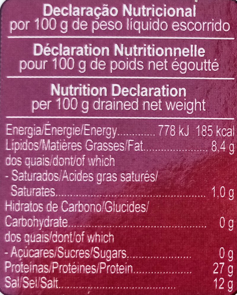 Foto da tabela nutricional