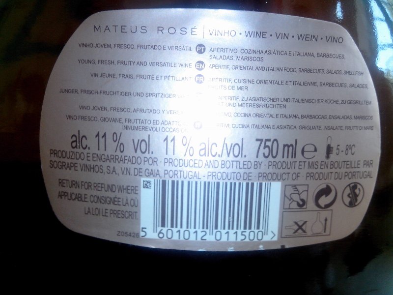 Foto da lista de ingredientes