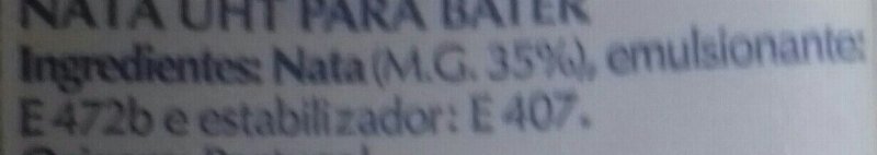 Foto da lista de ingredientes