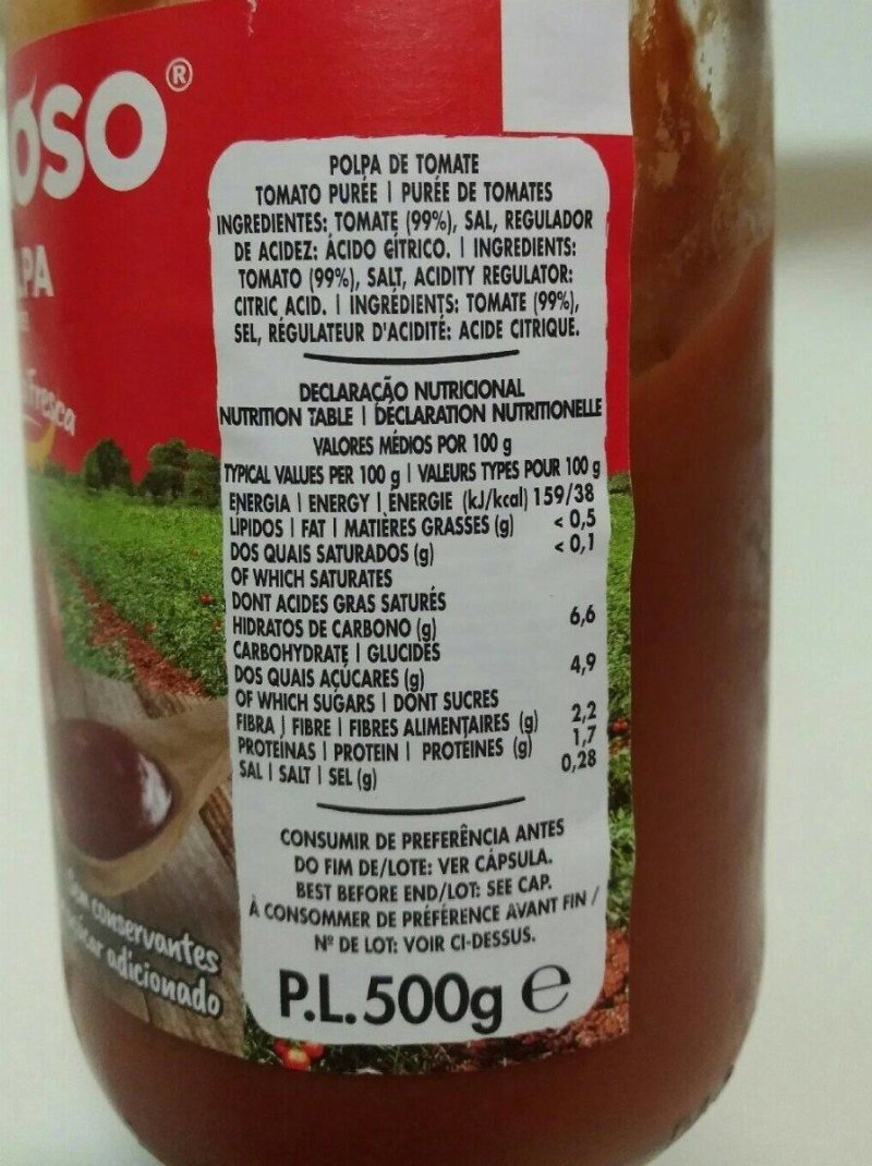Foto da tabela nutricional