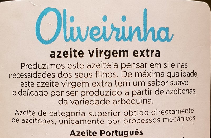 Foto da lista de ingredientes