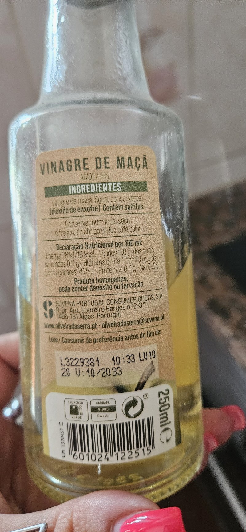 Foto da lista de ingredientes
