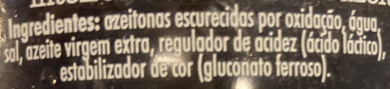 Foto da lista de ingredientes