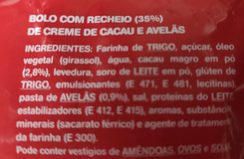 Foto da lista de ingredientes