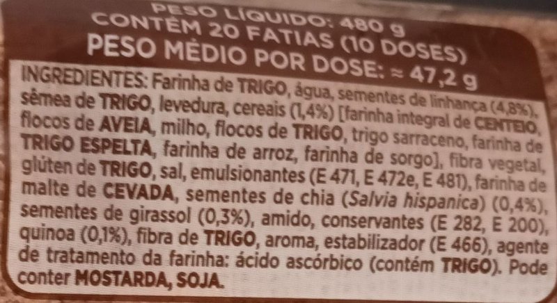 Foto da lista de ingredientes