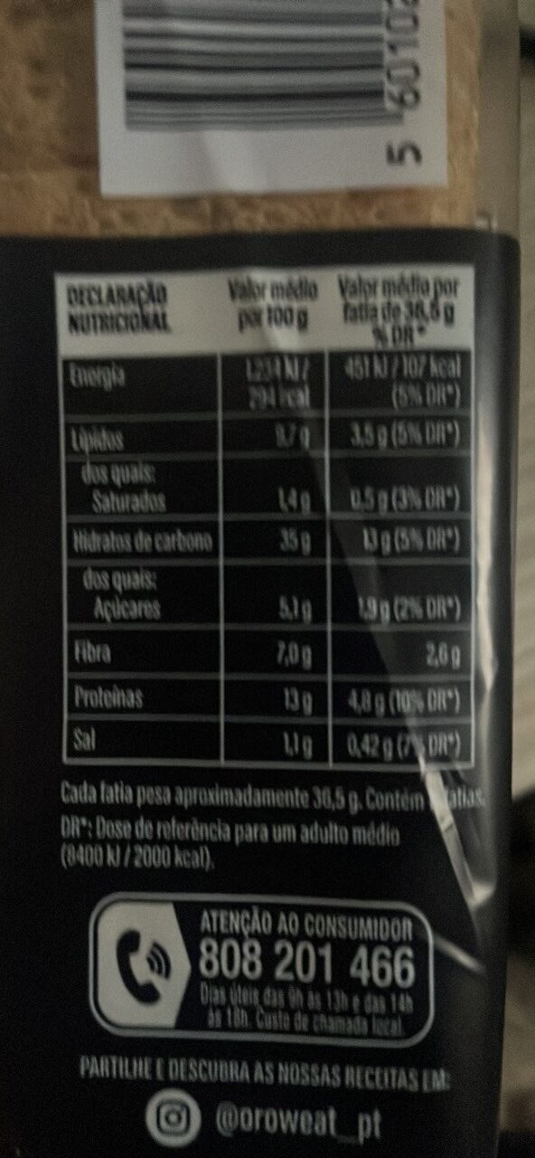 Foto da tabela nutricional