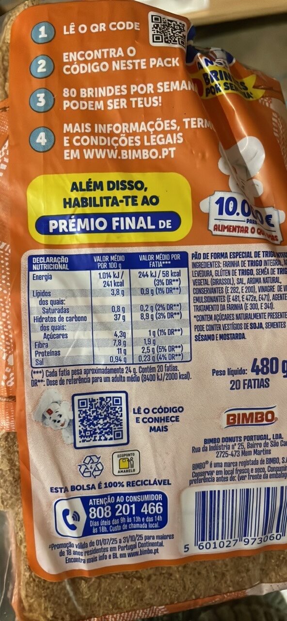 Foto da tabela nutricional