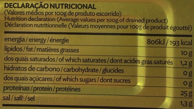 Foto da tabela nutricional