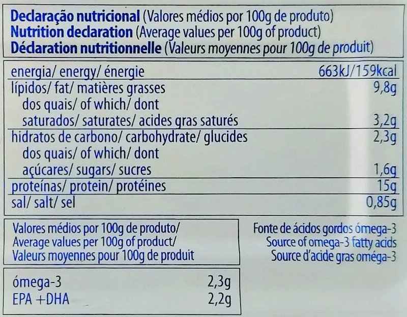 Foto da tabela nutricional