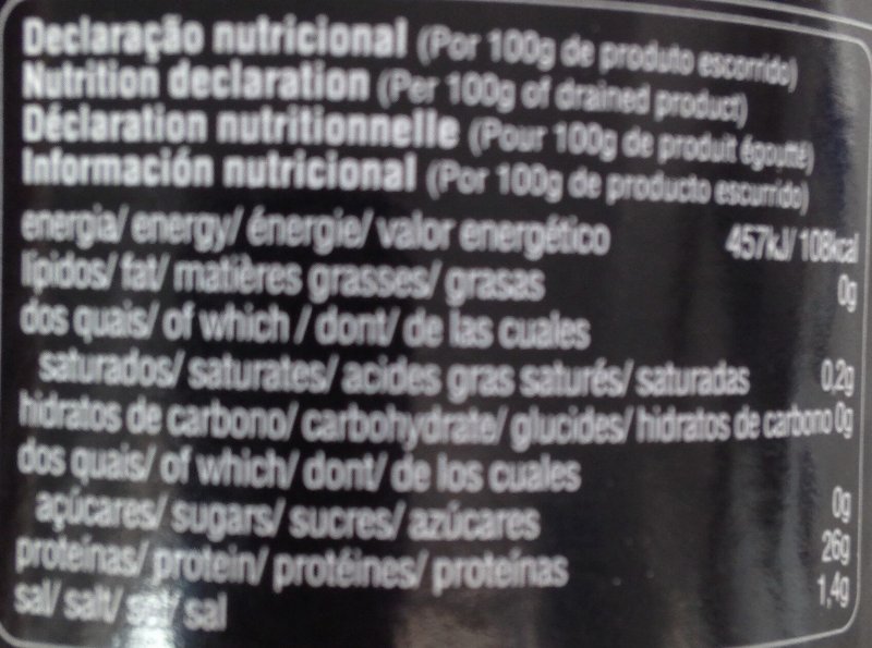 Foto da tabela nutricional
