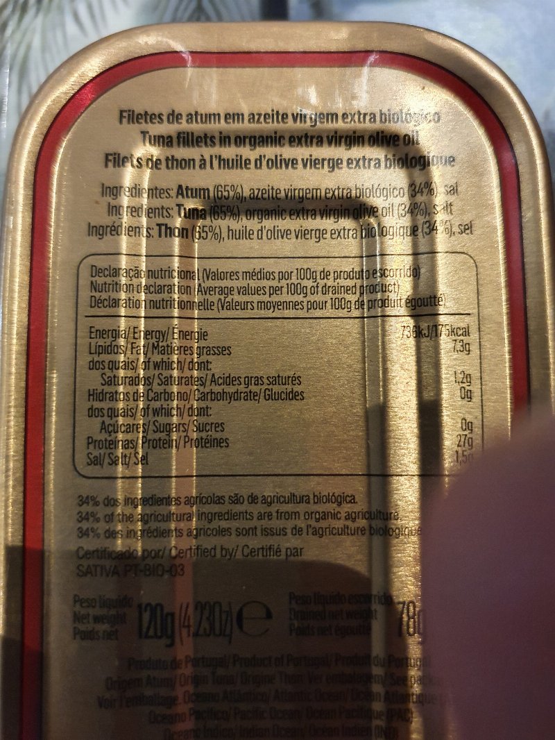 Foto da lista de ingredientes