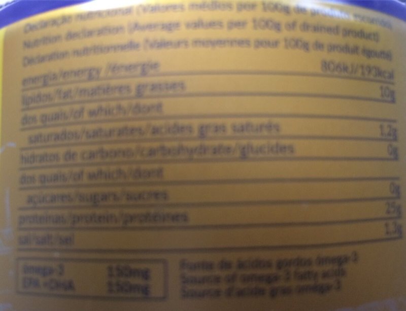 Foto da tabela nutricional