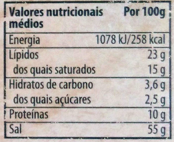 Foto da tabela nutricional