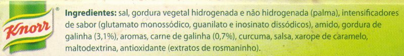 Foto da lista de ingredientes