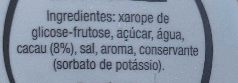 Foto da lista de ingredientes