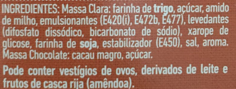 Foto da lista de ingredientes