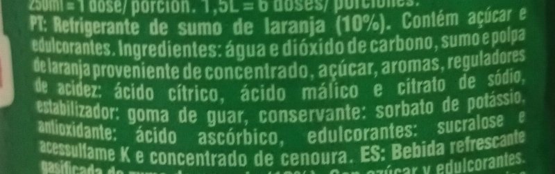 Foto da lista de ingredientes