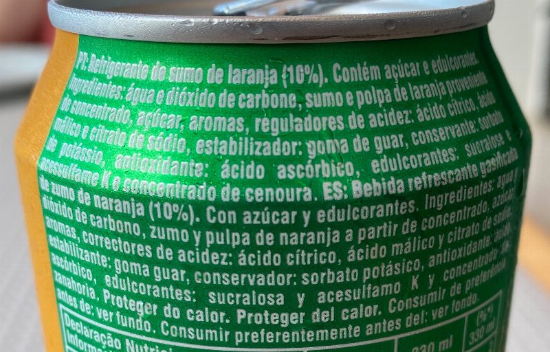 Foto da lista de ingredientes