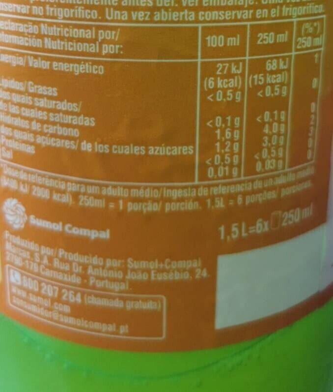 Foto da tabela nutricional