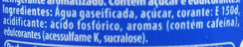 Foto da lista de ingredientes